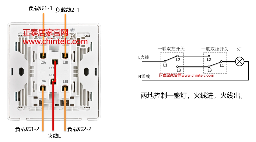双控开关接线图-二联双控开关