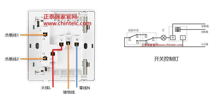 插座接线图-双控开关五孔插座